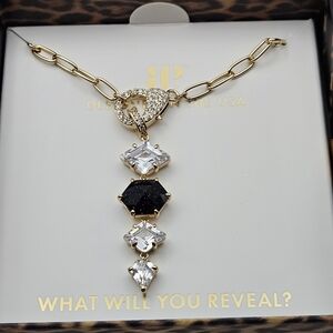 Bomb Party UNTAMED NK30368 "Drip With Bite" Onyx Sandstone & Diamond CZ Necklace